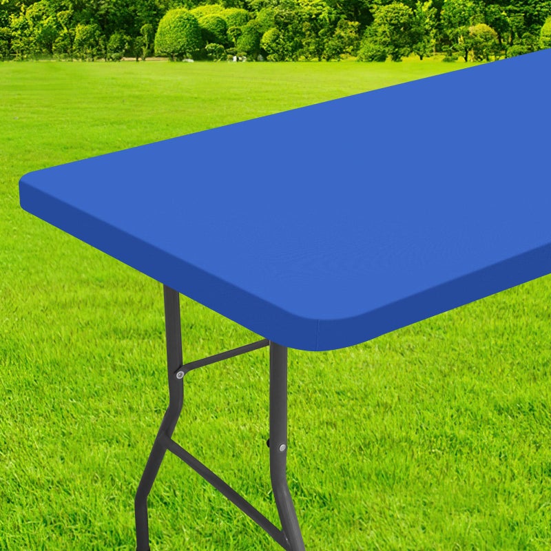 homing Rectangle Table Cloth Cover  Waterproof Polyester Elastic Fitted Tablecloth  Fits for 6 Foot Folding Tables  Washable Table Protector for Picnic  Camping  Outdoor (Blue  30"" x 72"") - Image 1